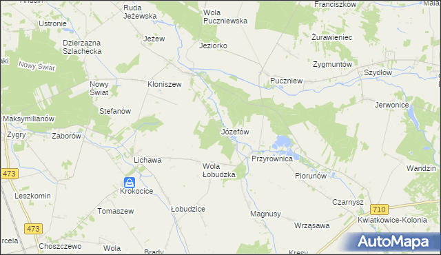 mapa Józefów gmina Zadzim, Józefów gmina Zadzim na mapie Targeo