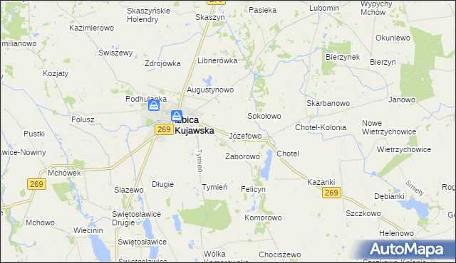 mapa Józefowo gmina Izbica Kujawska, Józefowo gmina Izbica Kujawska na mapie Targeo