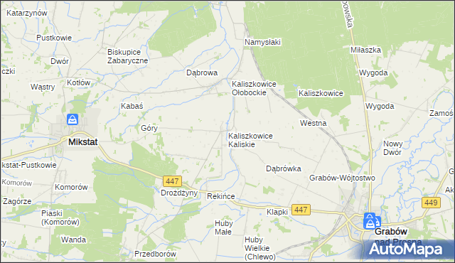 mapa Kaliszkowice Kaliskie, Kaliszkowice Kaliskie na mapie Targeo