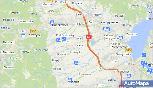 mapa Kalna, Kalna na mapie Targeo