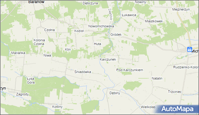 mapa Karczunek gmina Baranów, Karczunek gmina Baranów na mapie Targeo