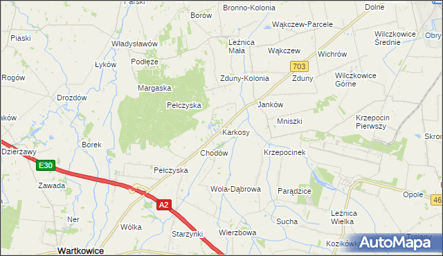 mapa Karkosy, Karkosy na mapie Targeo