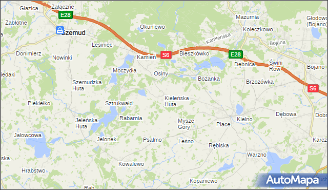 mapa Kieleńska Huta, Kieleńska Huta na mapie Targeo