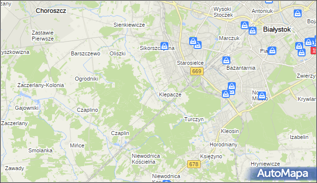 mapa Klepacze gmina Choroszcz, Klepacze gmina Choroszcz na mapie Targeo