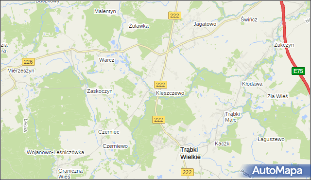 mapa Kleszczewo gmina Trąbki Wielkie, Kleszczewo gmina Trąbki Wielkie na mapie Targeo