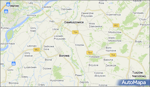 mapa Kliszów gmina Gawłuszowice, Kliszów gmina Gawłuszowice na mapie Targeo