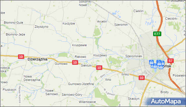 mapa Kluczewo gmina Płońsk, Kluczewo gmina Płońsk na mapie Targeo