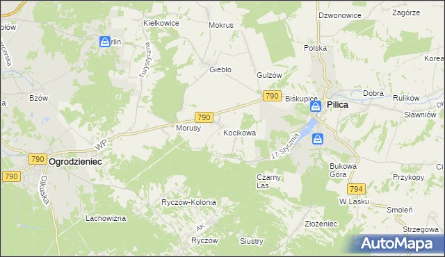 mapa Kocikowa, Kocikowa na mapie Targeo