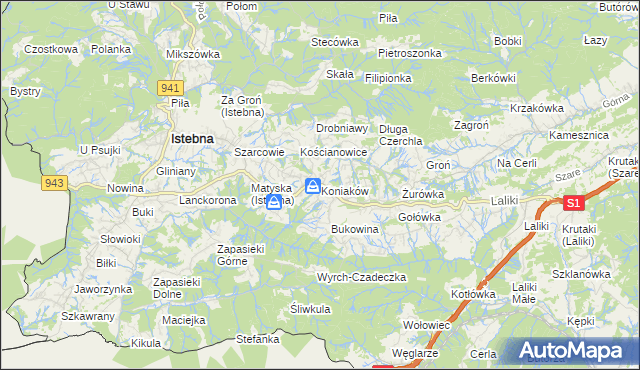 mapa Koniaków, Koniaków na mapie Targeo