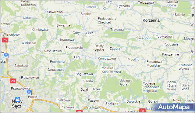 mapa Koniuszowa, Koniuszowa na mapie Targeo