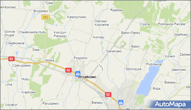 mapa Kornaty-Huby, Kornaty-Huby na mapie Targeo