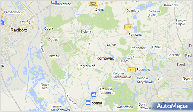 mapa Kornowac, Kornowac na mapie Targeo