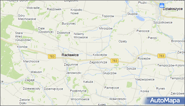 mapa Kościejów, Kościejów na mapie Targeo