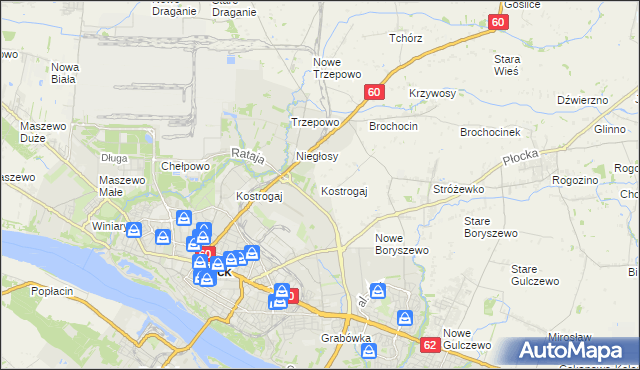 mapa Kostrogaj, Kostrogaj na mapie Targeo