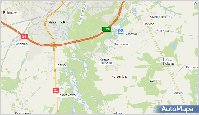 mapa Krępa Słupska, Krępa Słupska na mapie Targeo