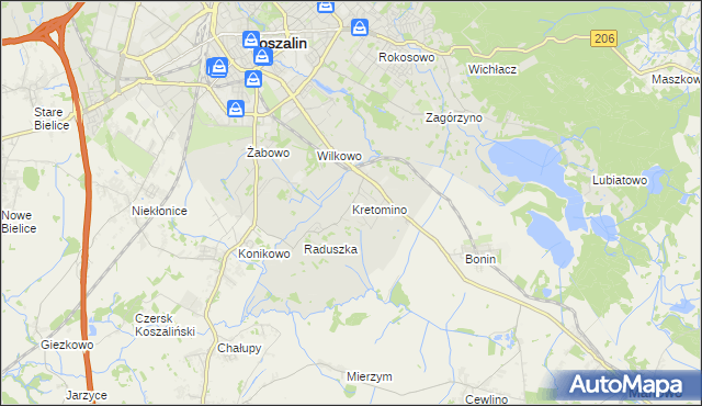 mapa Kretomino, Kretomino na mapie Targeo