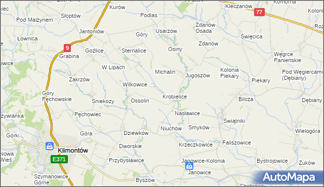 mapa Krobielice, Krobielice na mapie Targeo