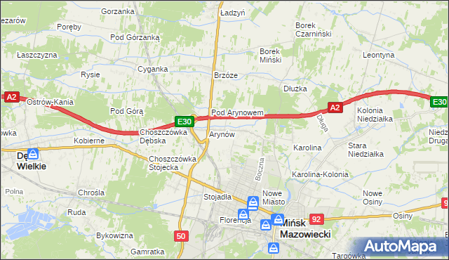 mapa Królewiec gmina Mińsk Mazowiecki, Królewiec gmina Mińsk Mazowiecki na mapie Targeo