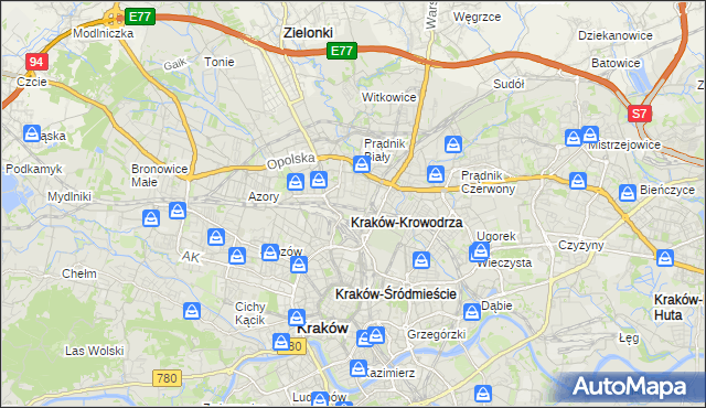 mapa Krowodrza, Krowodrza na mapie Targeo