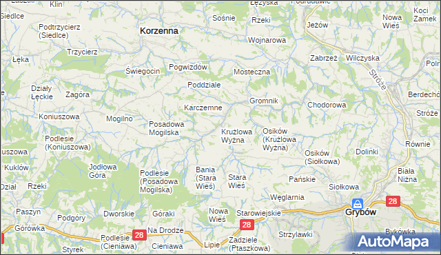 mapa Krużlowa Wyżna, Krużlowa Wyżna na mapie Targeo