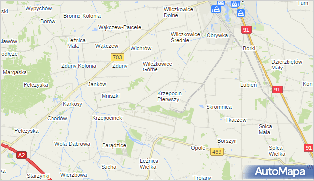 mapa Krzepocin Pierwszy, Krzepocin Pierwszy na mapie Targeo