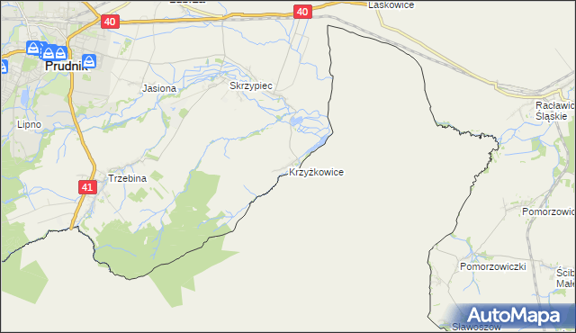 mapa Krzyżkowice, Krzyżkowice na mapie Targeo