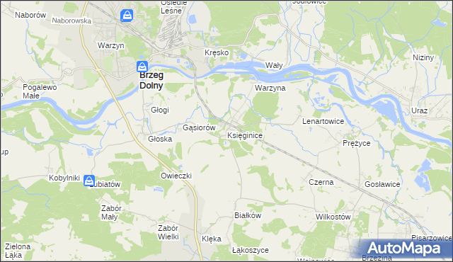 mapa Księginice gmina Miękinia, Księginice gmina Miękinia na mapie Targeo