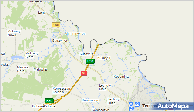 mapa Kukuryki, Kukuryki na mapie Targeo