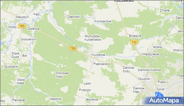 mapa Kurzelów, Kurzelów na mapie Targeo