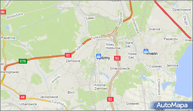 mapa Lędziny powiat bieruńsko-lędziński, Lędziny powiat bieruńsko-lędziński na mapie Targeo