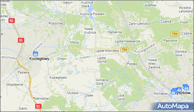 mapa Lgota Górna, Lgota Górna na mapie Targeo