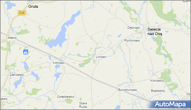 mapa Linowo gmina Świecie nad Osą, Linowo gmina Świecie nad Osą na mapie Targeo