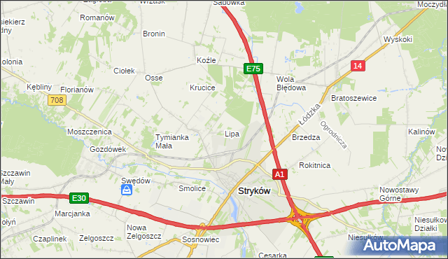 mapa Lipa gmina Stryków, Lipa gmina Stryków na mapie Targeo