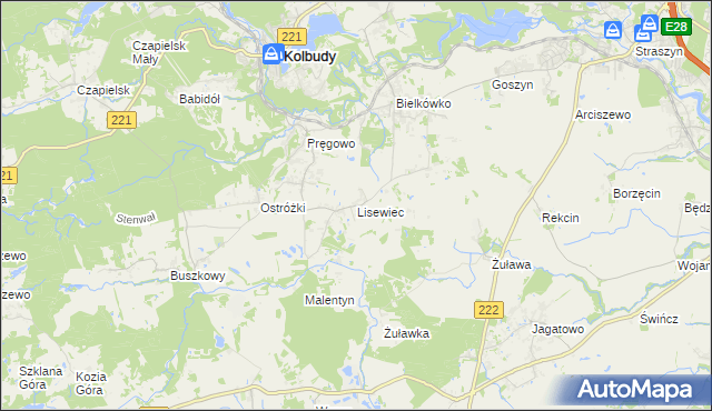 mapa Lisewiec, Lisewiec na mapie Targeo