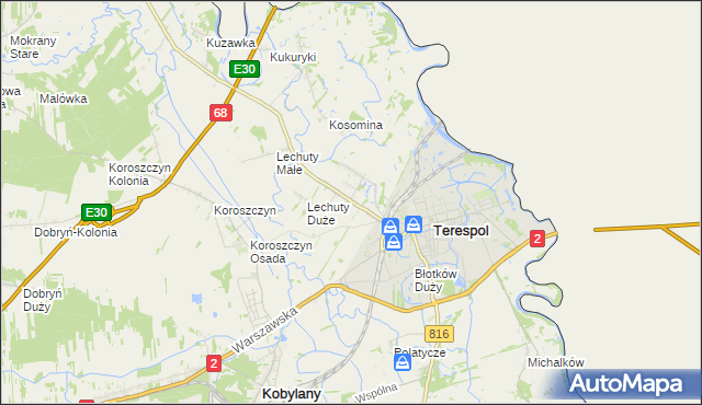 mapa Łobaczew Duży, Łobaczew Duży na mapie Targeo