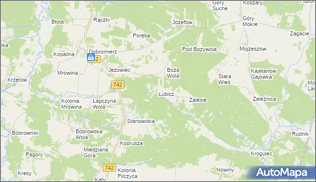 mapa Lubicz gmina Kluczewsko, Lubicz gmina Kluczewsko na mapie Targeo