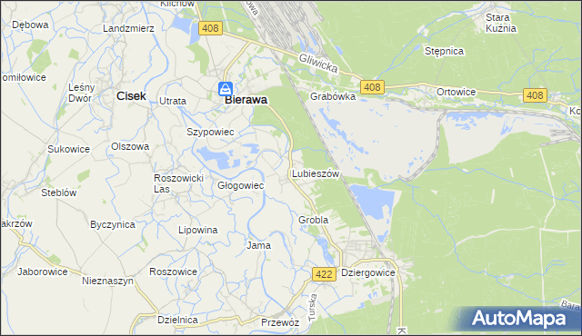 mapa Lubieszów gmina Bierawa, Lubieszów gmina Bierawa na mapie Targeo