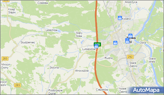 mapa Lubieszów gmina Nowa Sól, Lubieszów gmina Nowa Sól na mapie Targeo