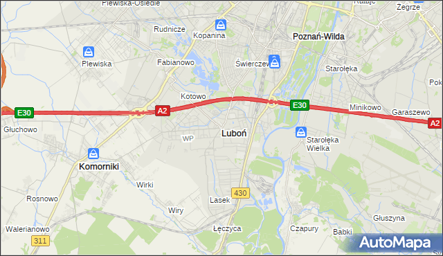 mapa Luboń powiat poznański, Luboń powiat poznański na mapie Targeo