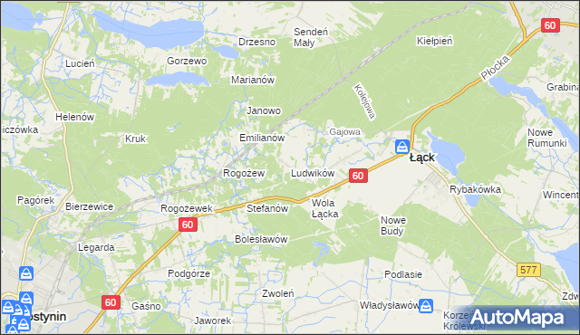 mapa Ludwików gmina Łąck, Ludwików gmina Łąck na mapie Targeo