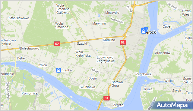 mapa Ludwinowo Zegrzyńskie, Ludwinowo Zegrzyńskie na mapie Targeo