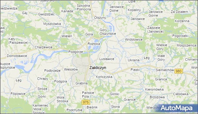 mapa Lusławice gmina Zakliczyn, Lusławice gmina Zakliczyn na mapie Targeo