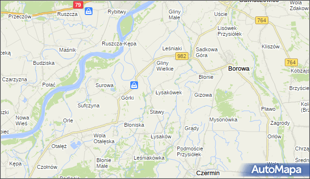 mapa Łysakówek, Łysakówek na mapie Targeo