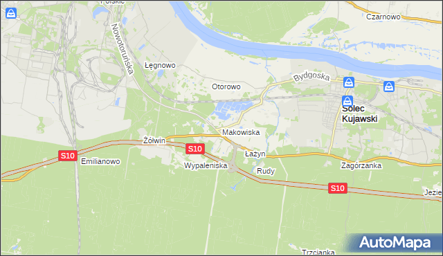 mapa Makowiska gmina Solec Kujawski, Makowiska gmina Solec Kujawski na mapie Targeo