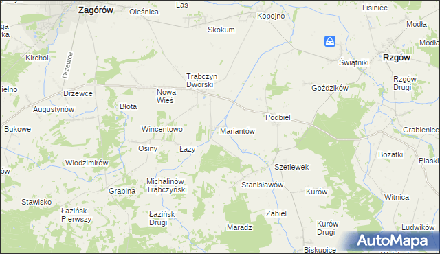mapa Mariantów gmina Zagórów, Mariantów gmina Zagórów na mapie Targeo
