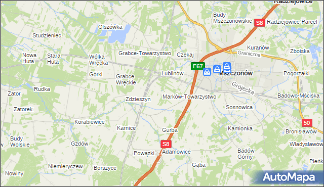 mapa Marków-Towarzystwo, Marków-Towarzystwo na mapie Targeo