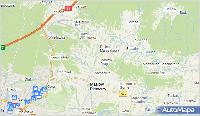 mapa Masłów Drugi, Masłów Drugi na mapie Targeo