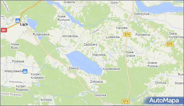 mapa Matyldów gmina Łąck, Matyldów gmina Łąck na mapie Targeo