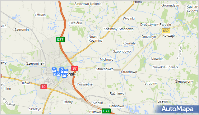 mapa Michowo, Michowo na mapie Targeo