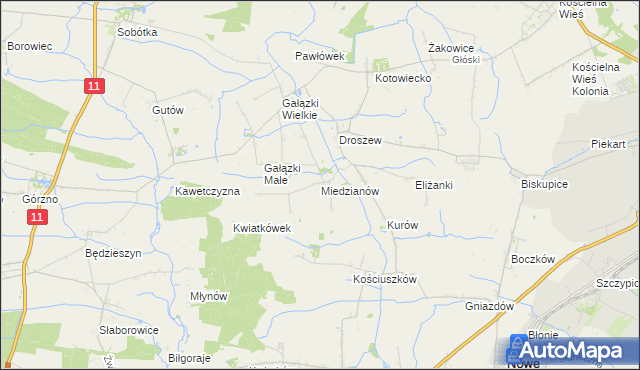 mapa Miedzianów, Miedzianów na mapie Targeo